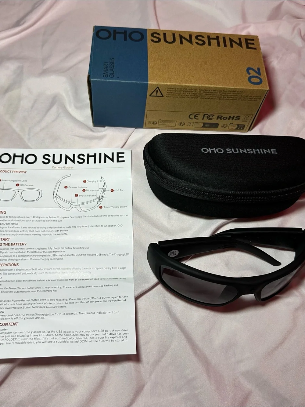 OHO SUNSHINE Vidsoul Smart Camera Glasses with 1080P HD Photo & Video Recording